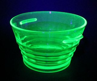 Vintage Uranium Glass Ice Bucket - Art Deco Appearance