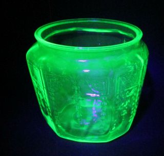 Vintage Anchor Hocking Green Uranium Depression Glass Cookie Jar (no Lid)