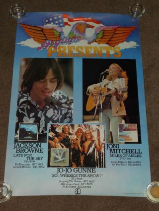 Jackson Browne/joni Mitchell/jo Jo Gunne 1974 Asylum Records Promo Poster