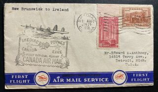 {sold} 1939 Shediac Canada First Flight Airmail Cover Ffc To Ireland