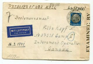 Canada Wwii 1941 Espanola,  Ontario - Incoming Germany Censor Cover To Pow Camp 1