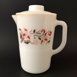 Vintage Termocrisa Mexico Lidded Milk Glass Floral Design Pitcher / Pot