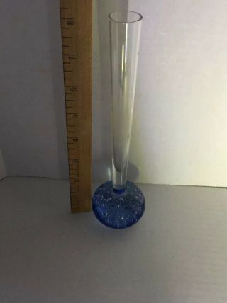 Vintage Hand Blown Glass Controlled Bubble Paperweight Bud Vase 3