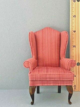 Pink Wing Back Chair By Artisan Nancy Belt 1:12 Signed Ooak Handmade