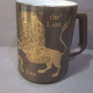 Vintage Federal Glass Zodiac Sign " Leo The Lion " Astrology Coffee Mug/cup Usa