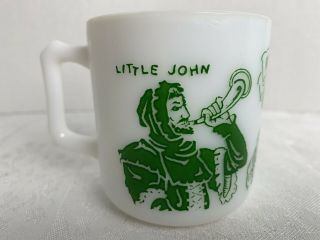 Hazel Atlas White Green Robin Hood / Friar Tuck / Little John Childs Mug Cup 3