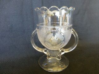 Antique Two Handle Early American Pattern Glass Spoon Holder Patent Pending