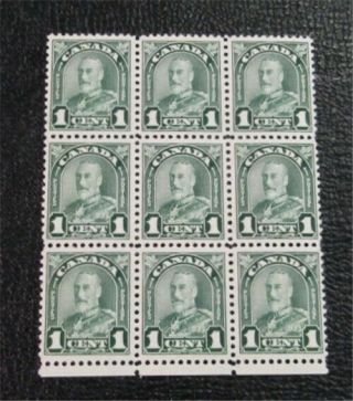 Nystamps Canada Stamp 163b Og H/nh $38 Block Of 9