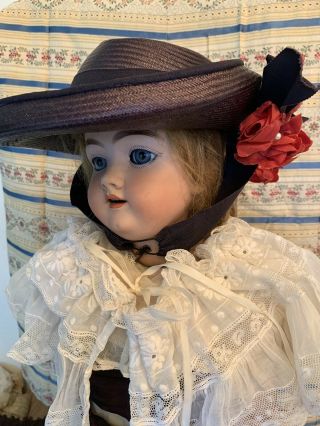 Straw Hat For French Or German Bisque Doll Fits 26”plus Tall Doll