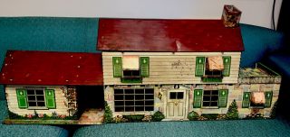 Vintage Tin Litho Marx Toy Doll House Disney Characters Rare 7 Rooms Large