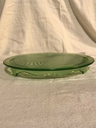 Vintage Green Depression Glass Cake Stand