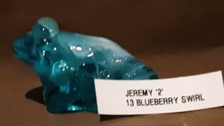 Boyd Crystal Art Glass - Jeremy,  The Frog - 13 Blueberry Swirl (2nd Series)