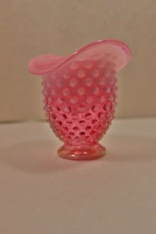 Fenton Cranberry Opalescent Hobnail Mini Hat Vase