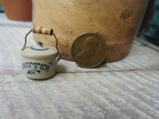 Igma Artisan Jane Graber Dollhouse Miniature Stoneware 1997 Lidded Butter Crock