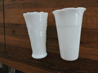 Milk Glass Teardrops & Pearls Pattern 7 1/4” Vase W/ Scalloped Edges And Other