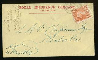 Canada 1869 Cover,  Halifax To Kentville 25,  3 Cents Large Queen Z33
