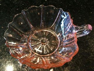 Pink Depression Glass Oyster And Pearl Anchor Hocking Heart Shape W/handle Spout