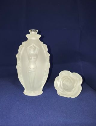 Lalique Style Two Frosted Perfume Bottles