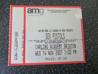 Sex Pistols - Concert Ticket - 14 Nov 2007 - London (brixton Academy)