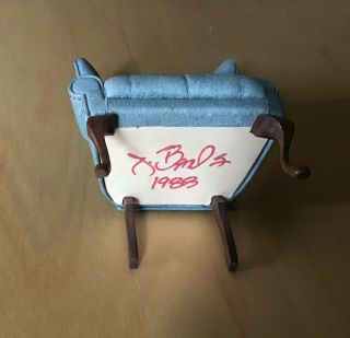 Signed Leather Tufted Wing Chair By Artist/Author Judy Beals 1:12 Scale 3