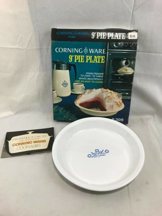 Orig.  Vint.  Corning Ware Blue Cornflower 9 " Pie Plate P - 309