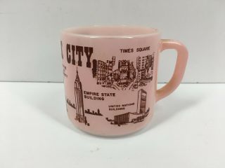 Vintage Pink York City Coffee Mug Cup Federal Glass