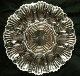Vintage Clear Glass Deviled Egg Plate Serving Platter Party Tray Dish Container