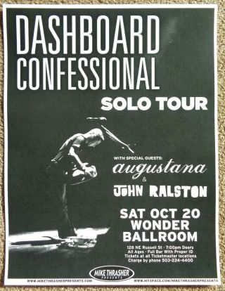 Dashboard Confessional 2007 Gig Poster Portland Oregon Concert