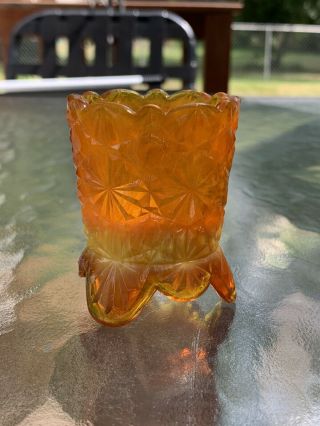 Vintage Boyd Glass Orange And Yellow Toothpick Holder 2 - 3/4”
