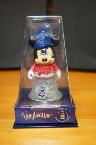 Nib Disney Store 25th Anniversary Sorcerer Mickey 3  Vinylmation Light - Up Base