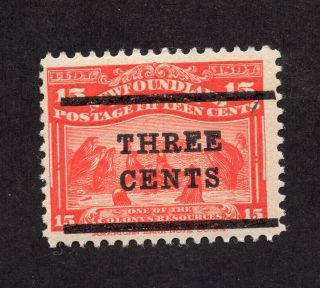 Newfoundland 129 3 Cent On 15 Cent Scarlet Seals Issue Type 2 Mnh