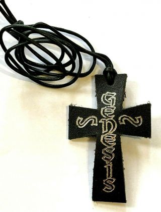 Genesis - Old Og Vtg 70/80`s Cross Shaped Leather Pendant Necklace Peter Gabriel