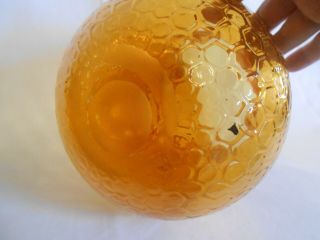 Vintage Honeycomb Glass Owl Vase or Candy Dish Amber hand blown 3