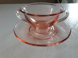 Vintage Pink Fostoria Fairfax Bullion Cup And Saucer 6 Available