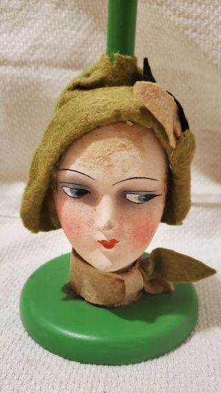 Antique Art Deco Boudoir Doll Head Hat Stand