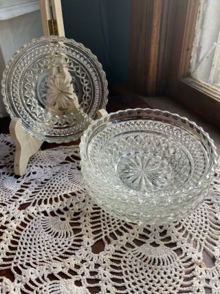 Set Of 4 Anchor Hocking Wexford Desert Fruit Berry Clear Glass Bowl