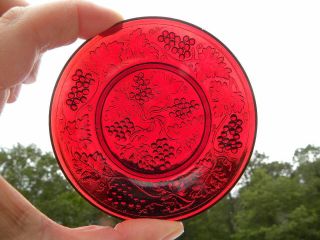 Millville Art Glass Mag Bunches Of Grapes And Vines Ruby Red Glass Emb Cup Plate