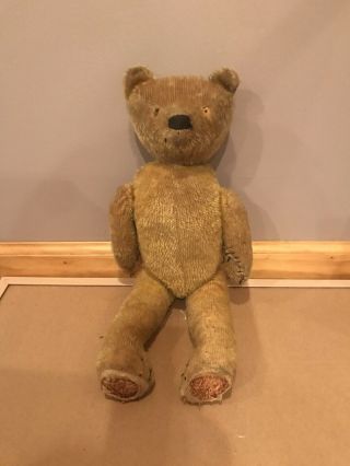 Antique Vintage Straw - Filled Mohair Jointed Bear Teddy Bear Plush 18”