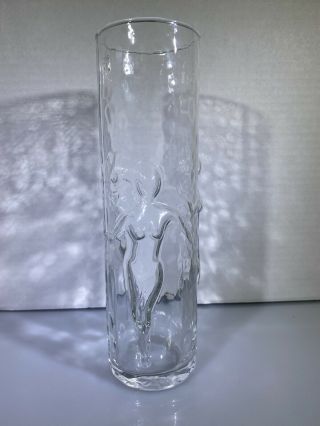 Vintage Naked Lady Embossed Cocktail Glass Or Vase Sexy Tumbler 9 "