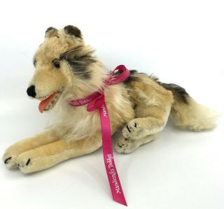 Steiff Collie Dog Lying Mohair Plush 25cm 10in 1960s No Id Germany Vintage