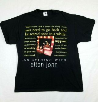 Elton John Mens Large Black An Evening With Elton John Tour 1999 Graphic T - Shirt