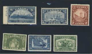 6x Canada Mh Stamps 145 - 194 - 202 - 204 - 209 - 210 Guide Value= $80.  00