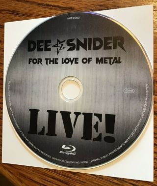 Dee Snider For The Love Of Metal Live 2020 Blu Ray Only