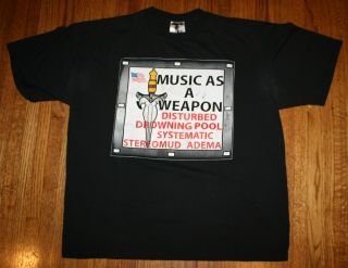 Disturbed Drowning Pool Systematic Music As A Weapon Concert T - Shirt Xl Black