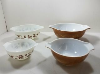 4x Vintage Pyrex Early American Mixing Bowls