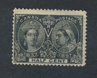 Canada Victoria Jubilee Stamp 50 - 1/2c Black Mh Thin Guide Value = $70.  00