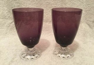 Fostoria Amethyst American Lady Footed Iced Tea Goblets (2) Perfect