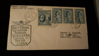 Canadian Airmail First Flight Cover Vancouver To Tokyo Japan 1949
