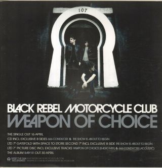Black Rebel Motorcycle Club Weapon Of Choice Orig Uk Shop Display Poster Flat