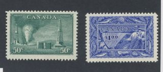 2x Canada Mnh Vf Stamps 294 - 50c Oil Wells & 302 - $1.  00 Fish Guide Value=$72.  00